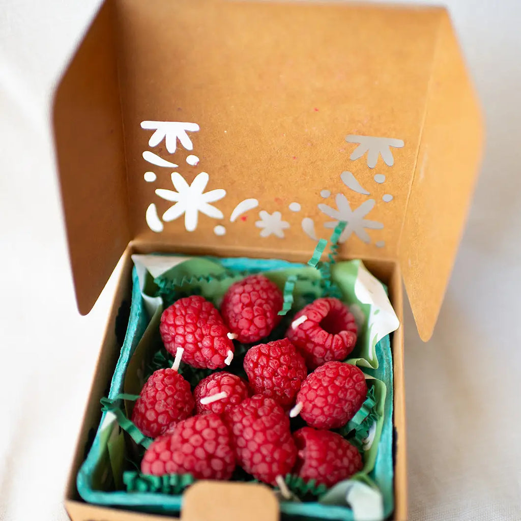 Beeswax Raspberry Birthday Candles by Happy Organics