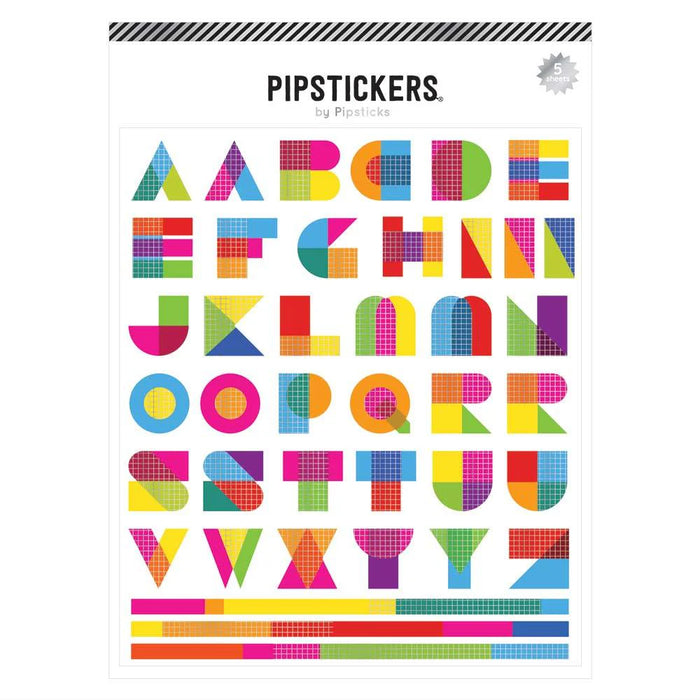Geometric Color Mix Big Alphabet Sticker Sheet by Pipsticks