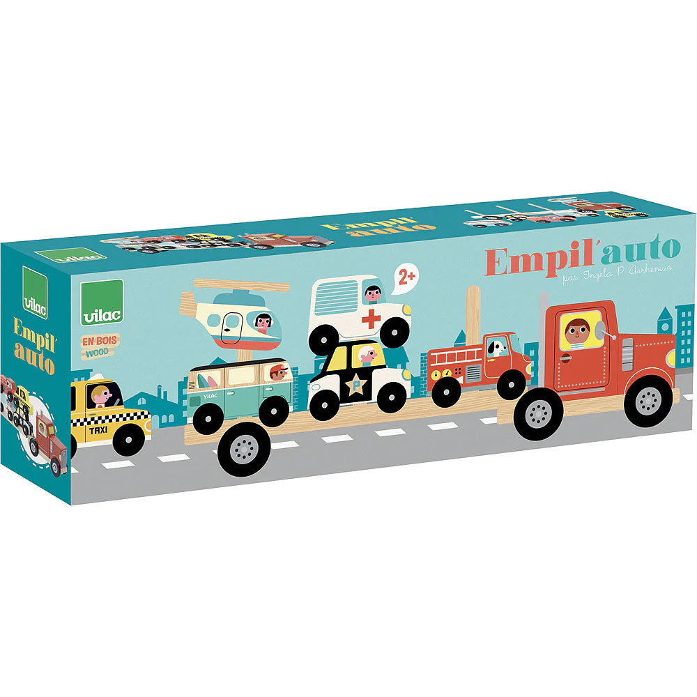 Truck and Trailer with Vehicles Stacking Game by Vilac