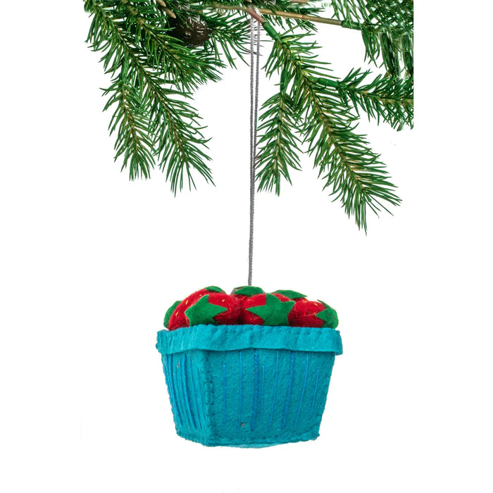 Strawberry Basket Ornament by Silk Road Bazaar