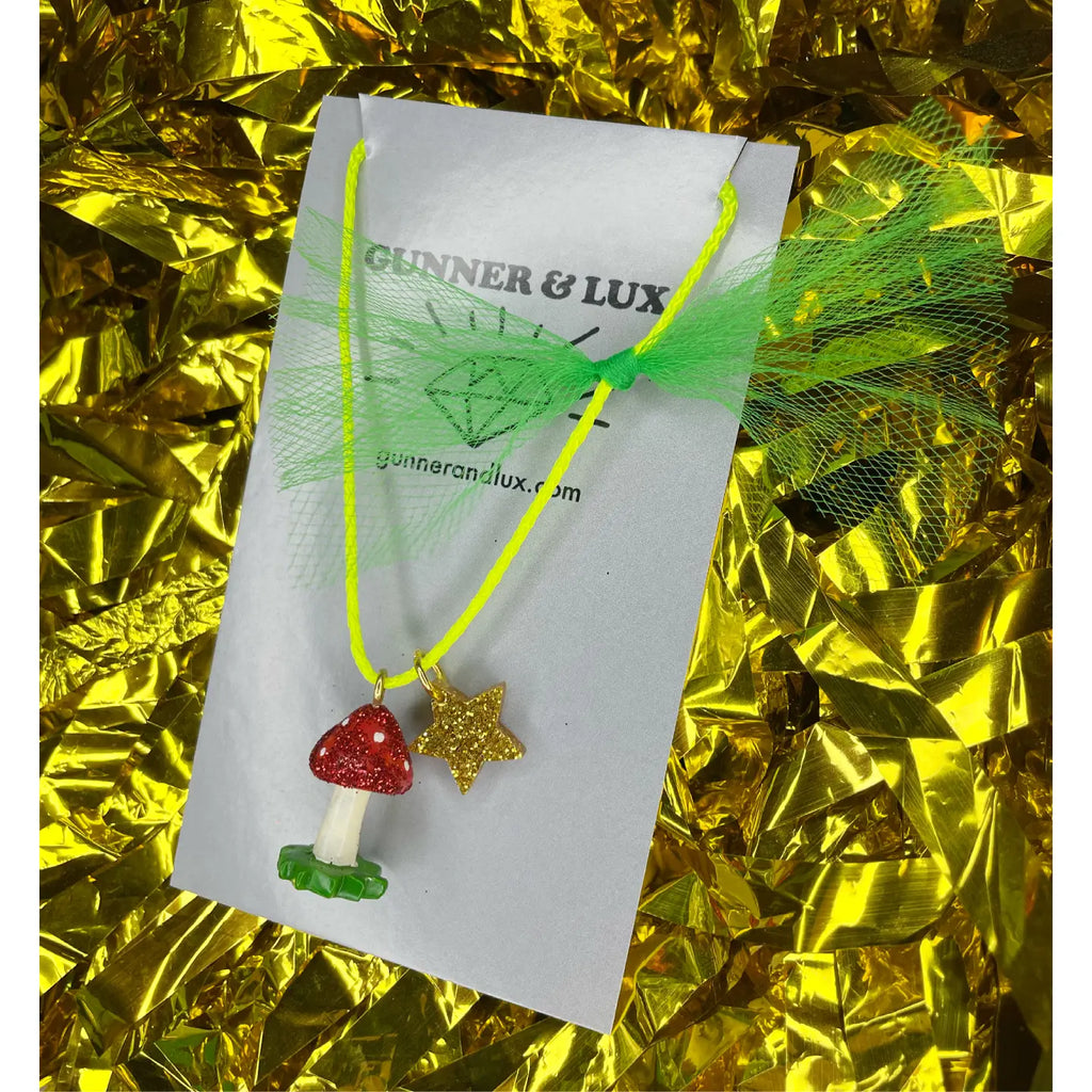 Glitter Mushroom Necklace by Gunner and Lux