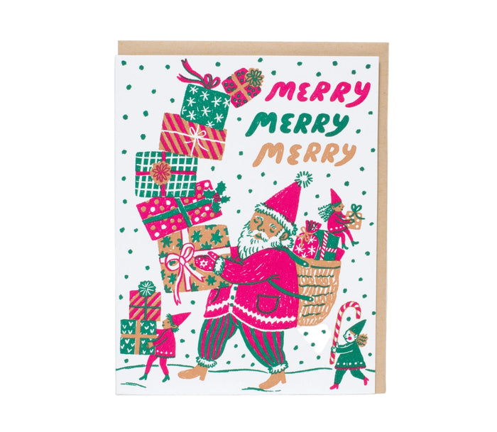 Merry Santa Card by Phoebe Wahl
