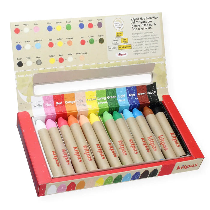 Rice Bran Wax Art Crayons 12 Colors by Kitpas