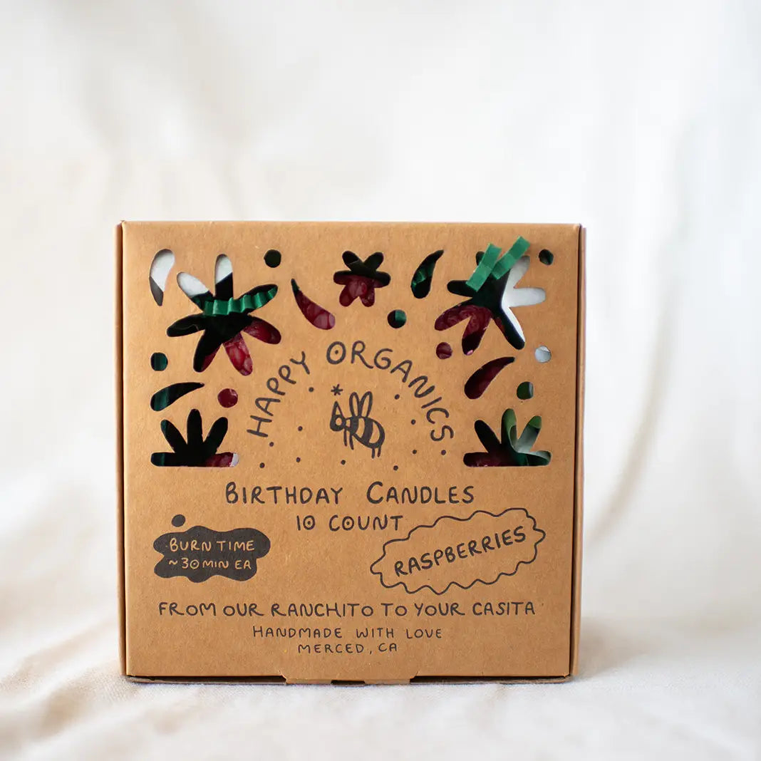 Beeswax Raspberry Birthday Candles by Happy Organics