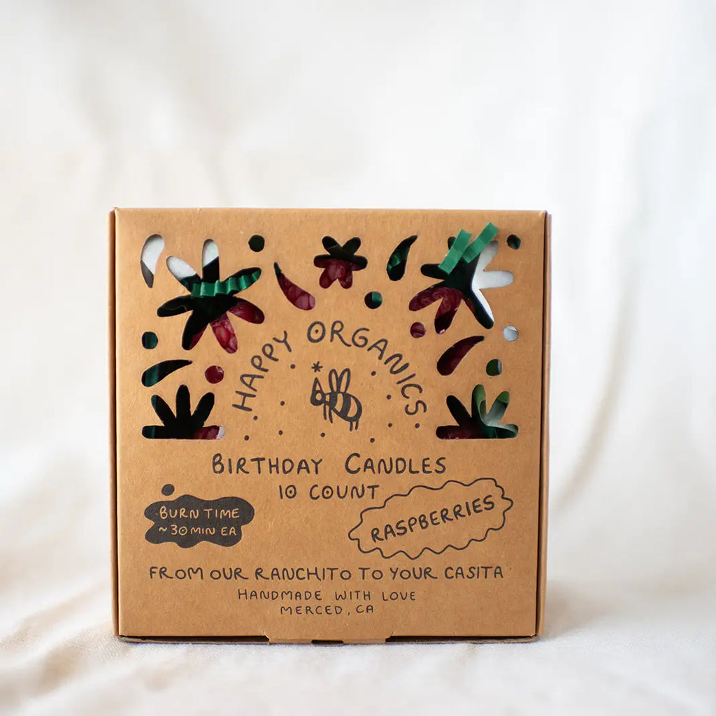 Beeswax Raspberry Birthday Candles by Happy Organics