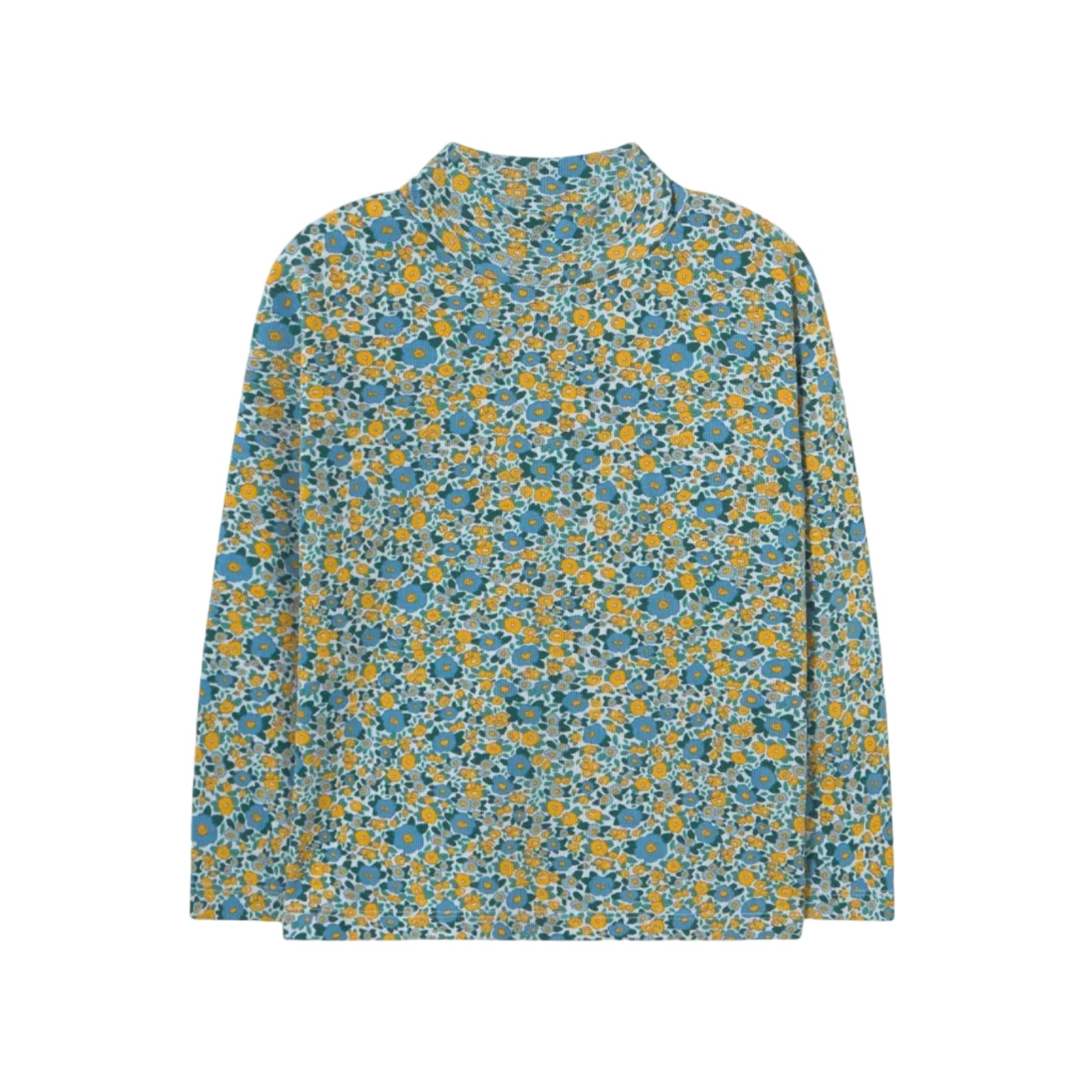 Flower Pattern Rib Mockneck