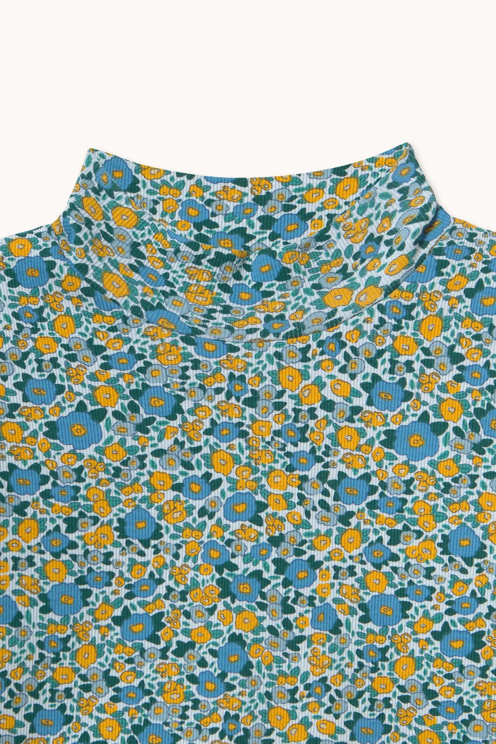 Flower Pattern Rib Mockneck