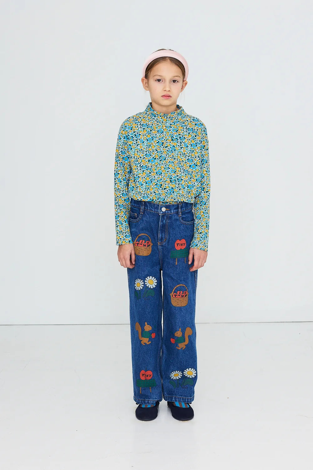 Flower Pattern Rib Mockneck