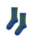 Blue Check Medium Length Kids Socks