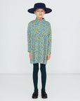 Flower Pattern Rib Mockneck Dress