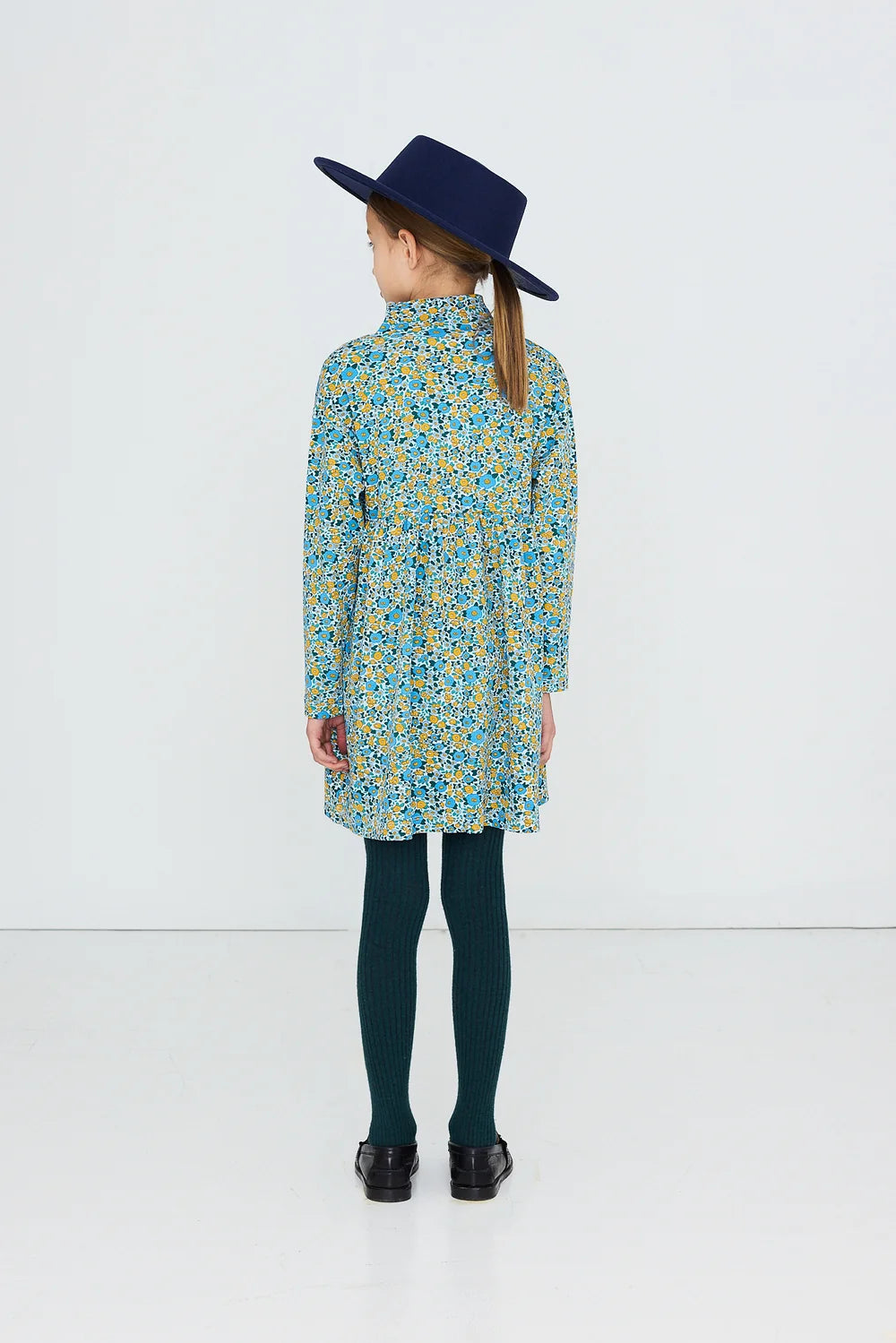 Flower Pattern Rib Mockneck Dress