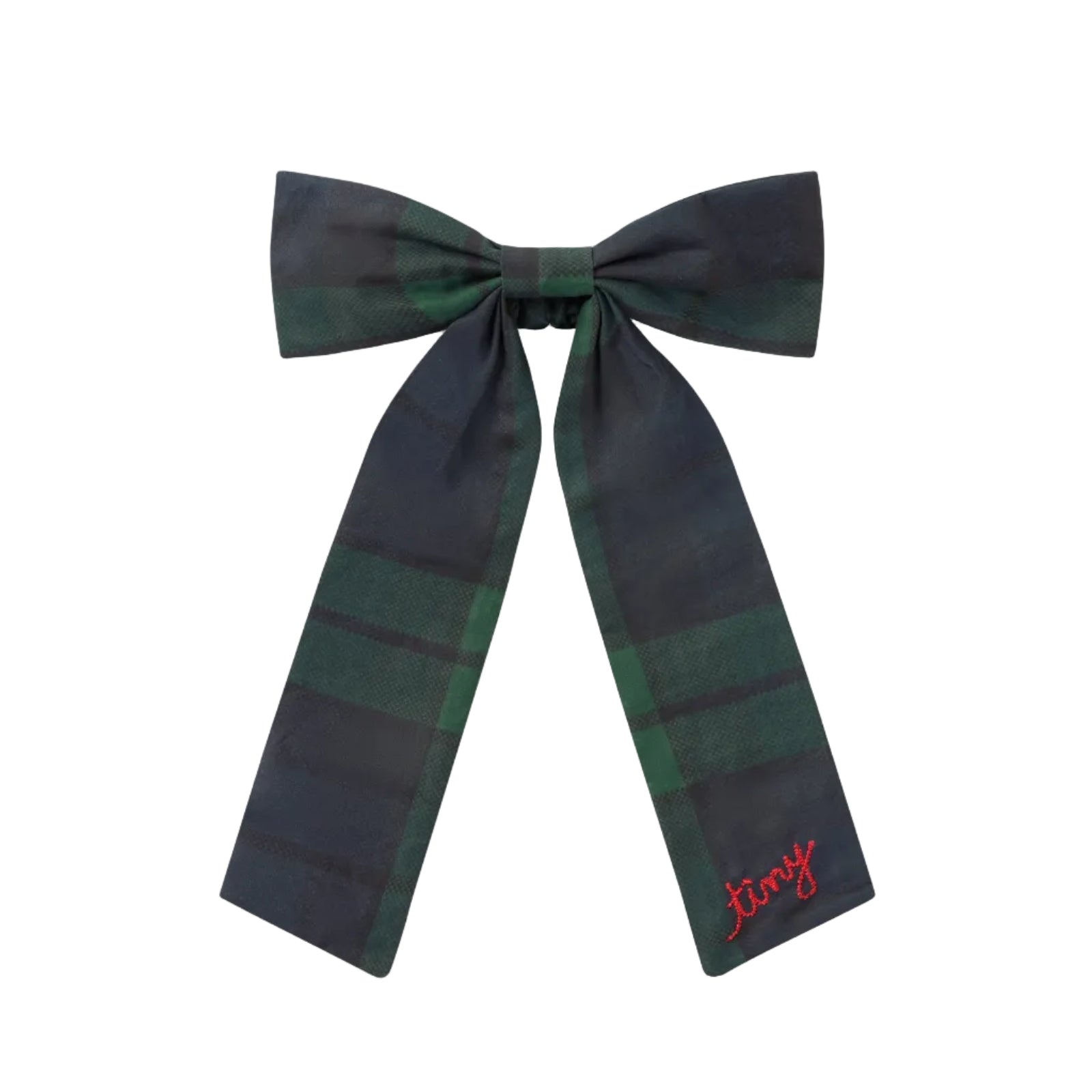 Check Bow Scrunchie - Bottle Green