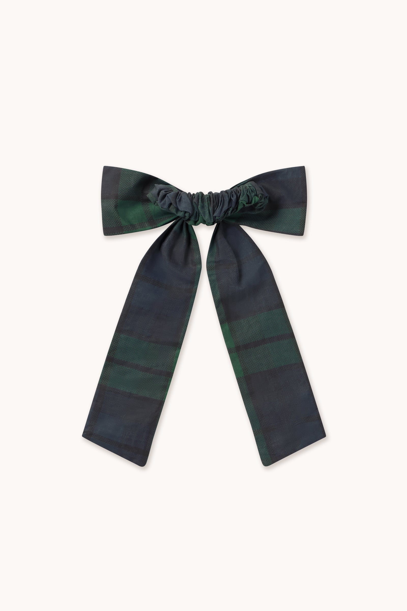 Check Bow Scrunchie - Bottle Green