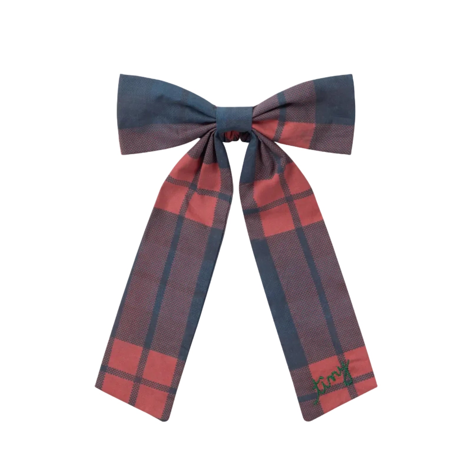 Check Bow Scrunchie - Dark Red