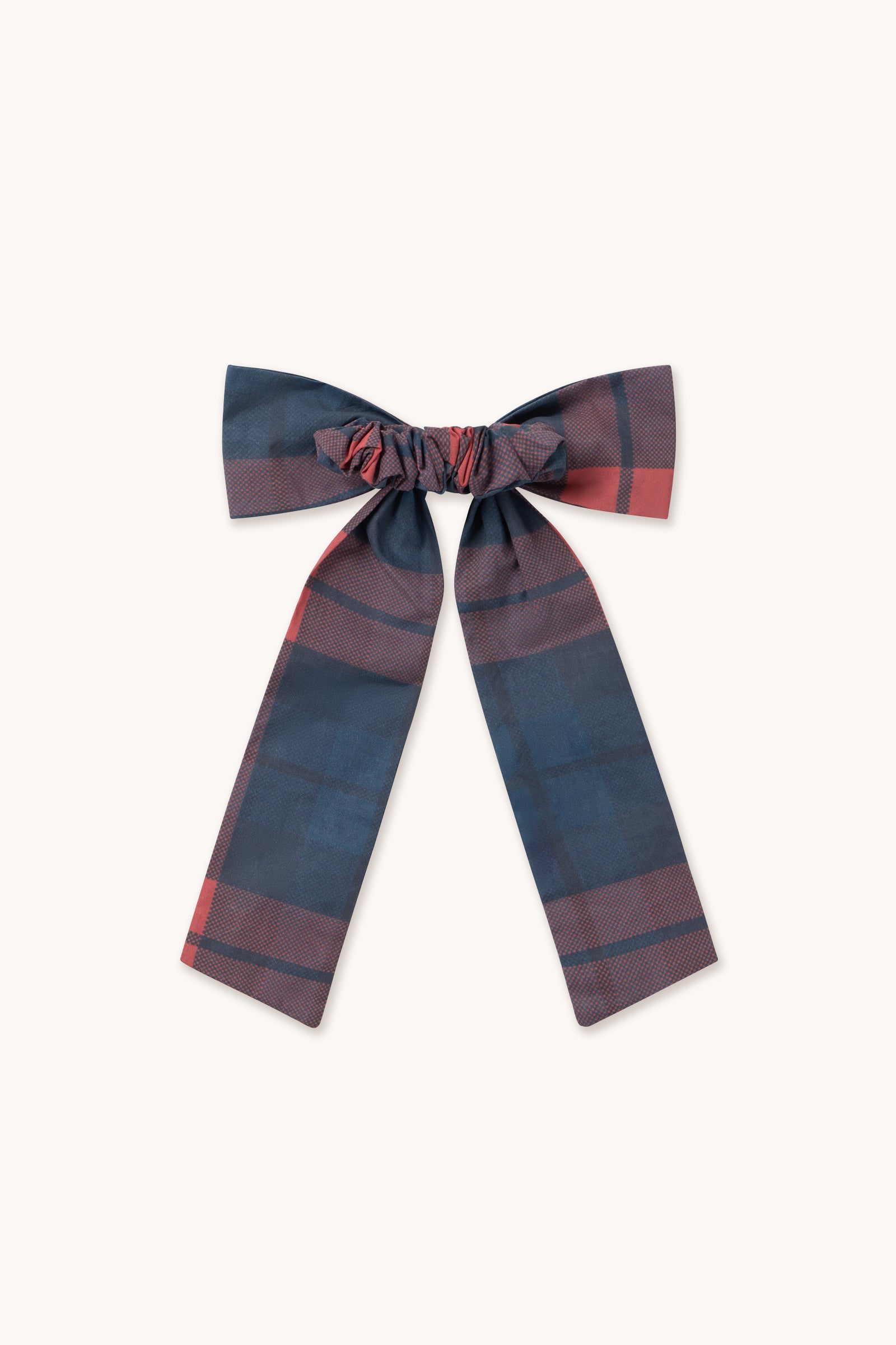 Check Bow Scrunchie - Dark Red