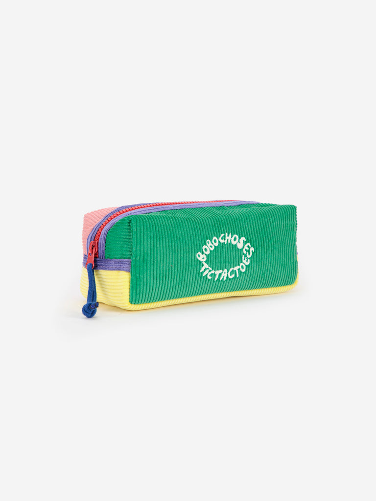Tic Tac Toe Color Block Corduroy Pencil Case by Bobo Choses