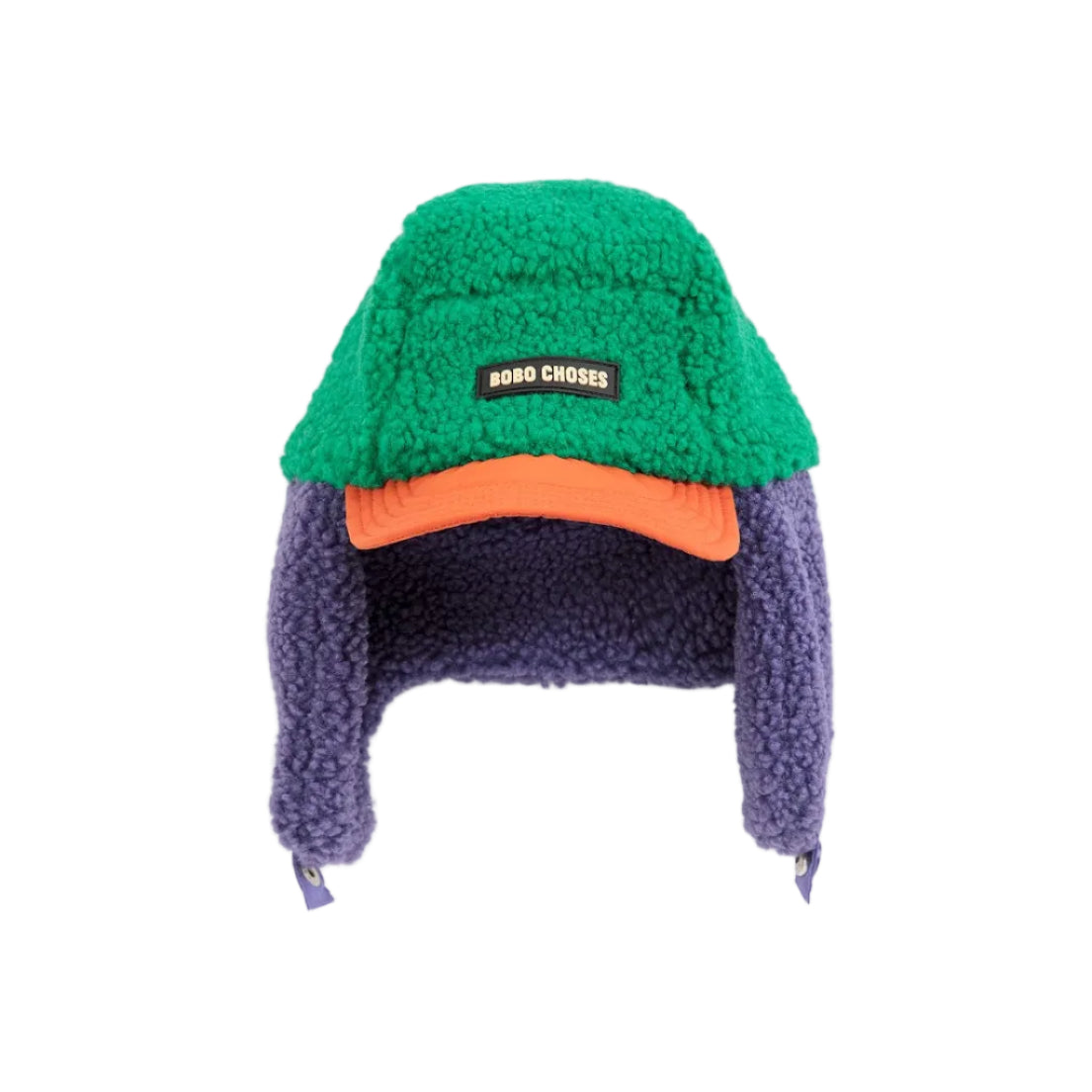 Purple/Green Color Block Sheepskin Baby Chapka