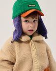 Purple/Green Color Block Sheepskin Baby Chapka