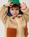 Purple/Green Color Block Sheepskin Baby Chapka