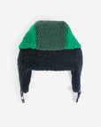 Navy/Green Color Block Sheepskin Chapka
