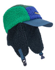 Navy/Green Color Block Sheepskin Chapka