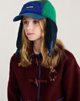 Navy/Green Color Block Sheepskin Chapka