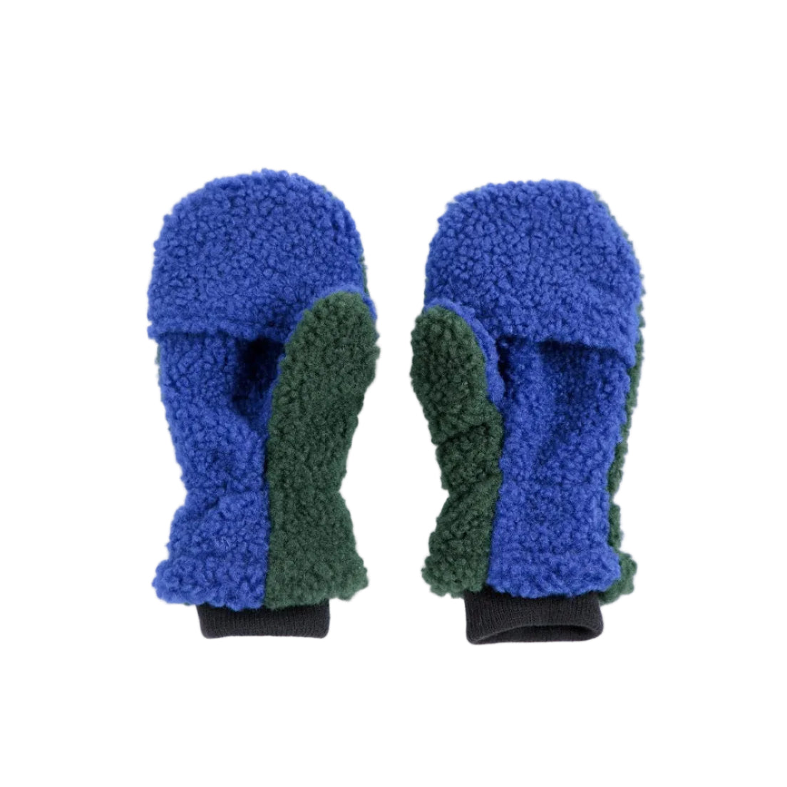 Navy/Green Color Block Sheepskin Mittens