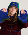 Navy/Green Color Block Sheepskin Mittens