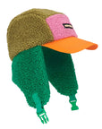 Green/Pink Color Block Sheepskin Chapka