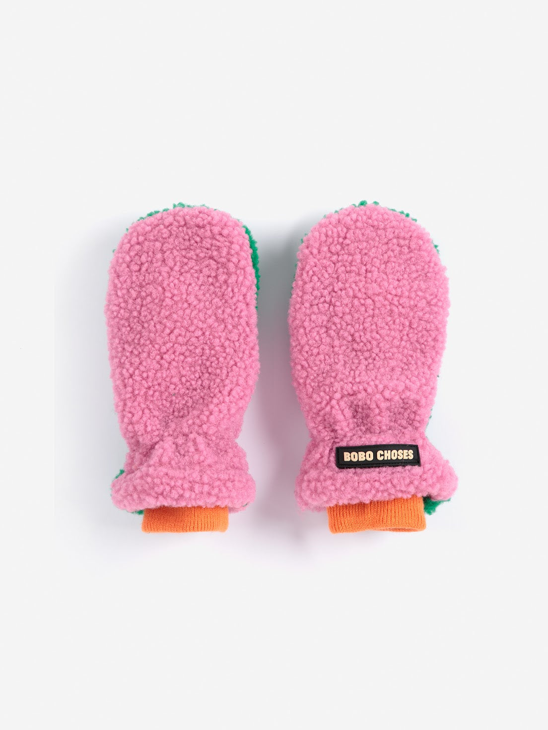 Green/Pink Color Block Sheepskin Mittens