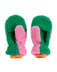 Green/Pink Color Block Sheepskin Mittens