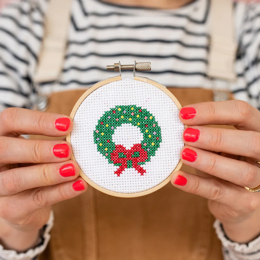 Christmas Wreath Cross Stitch Kit by Cotton Clara