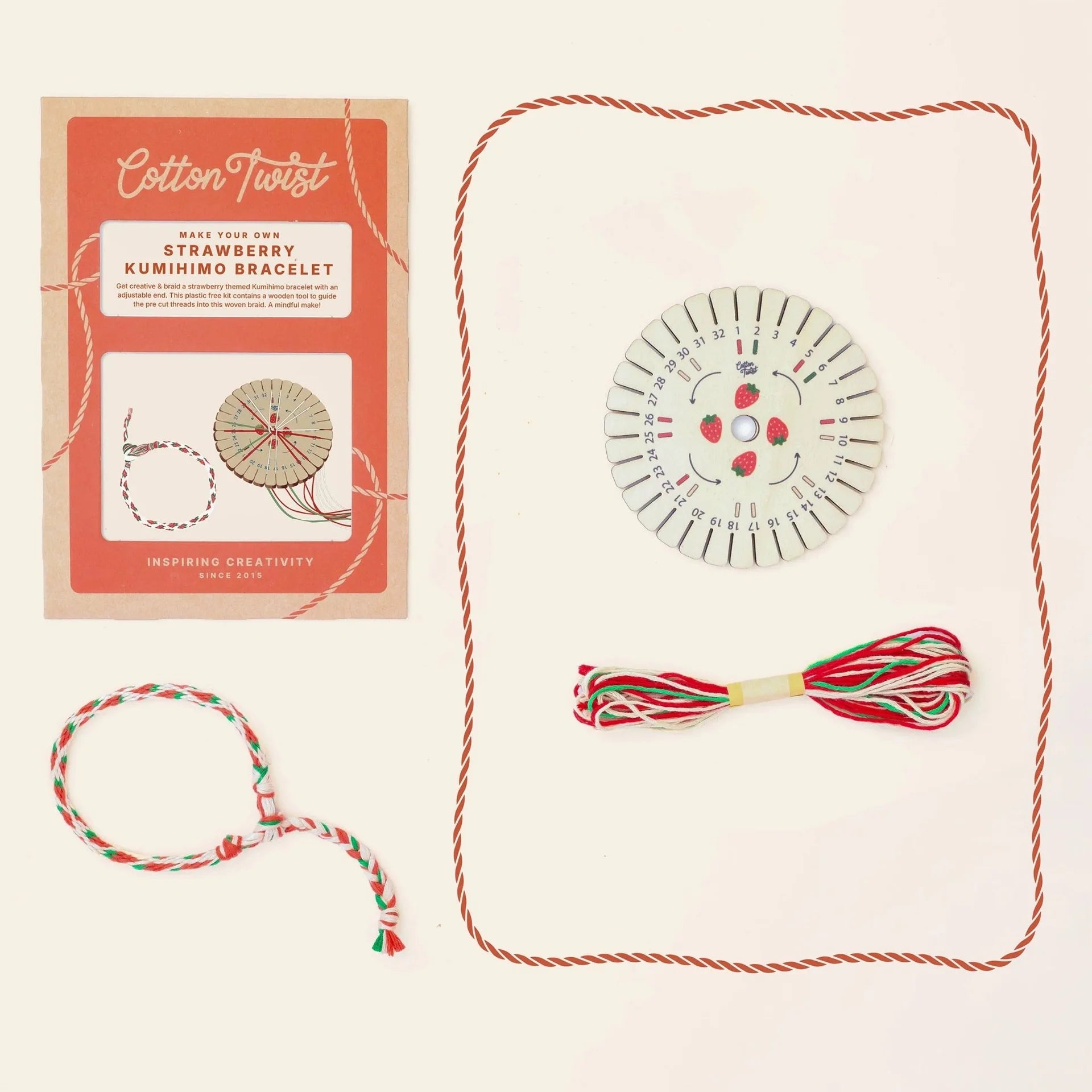 Strawberry Kumihimo Bracelet Kit
