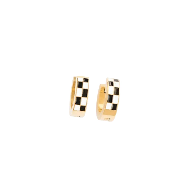 Checkered Huggie Earrings