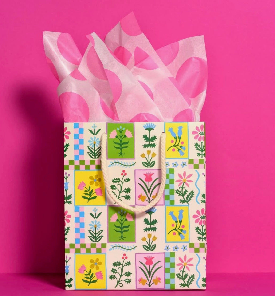 Retro Flowers Small Gift Bag