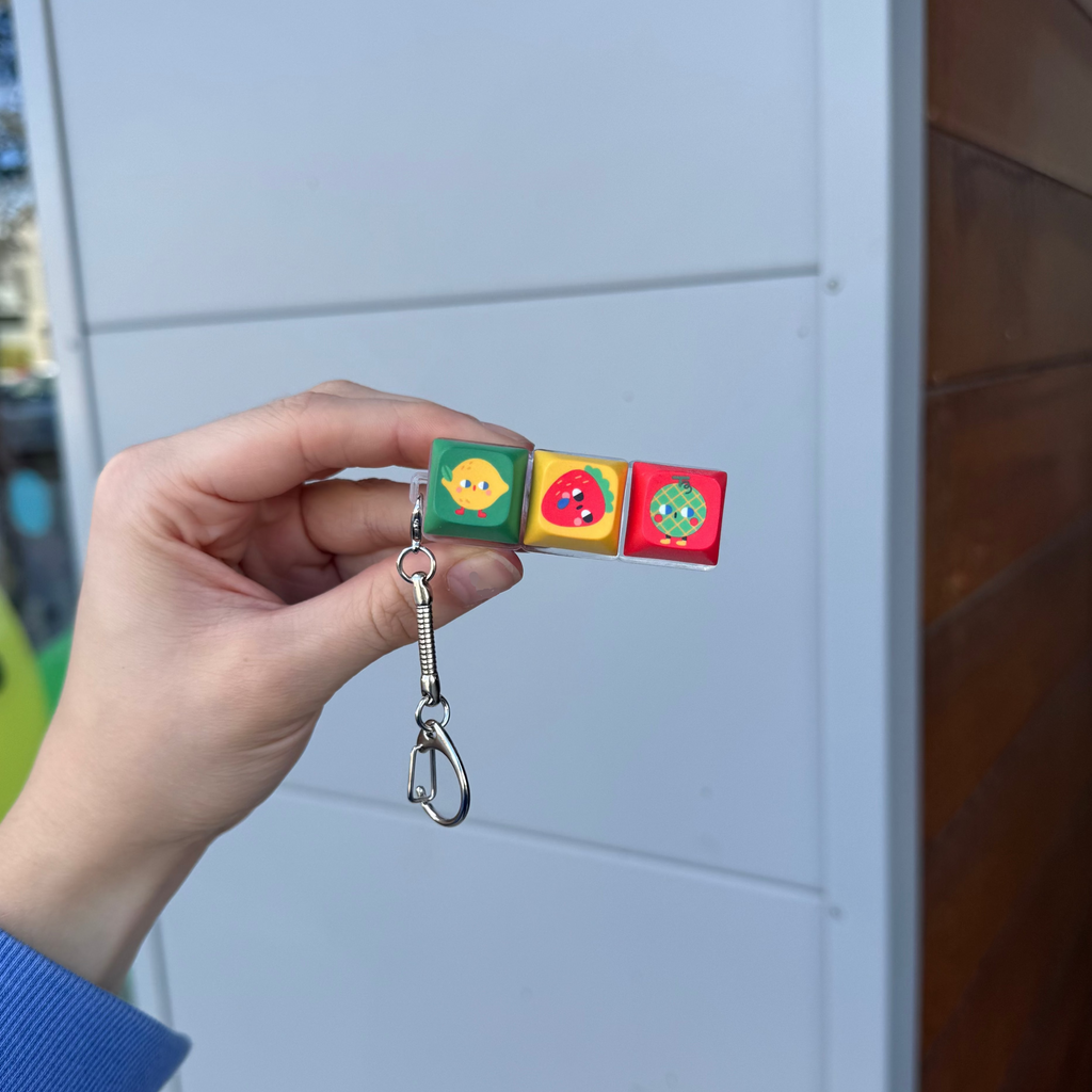 Lemon Strawberry Melon Keycap Keychain by Karepango