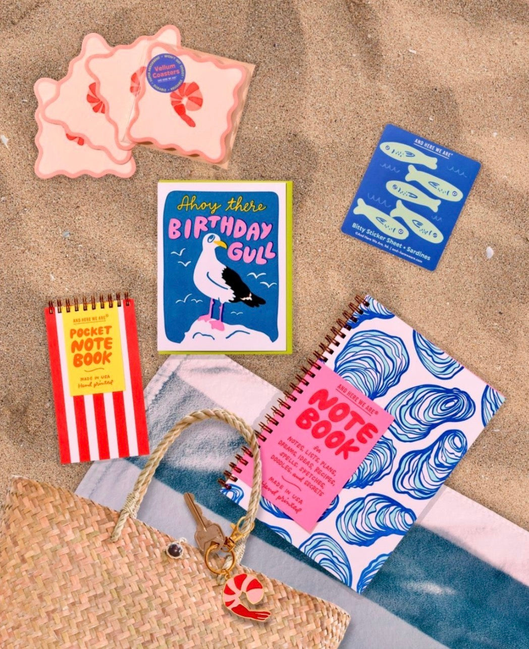 Red Stripe Letterpress Spiral Pocket Size Notebook