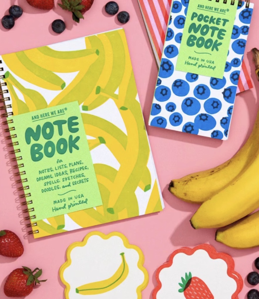 Blueberries Letterpress Spiral Pocket Size Notebook