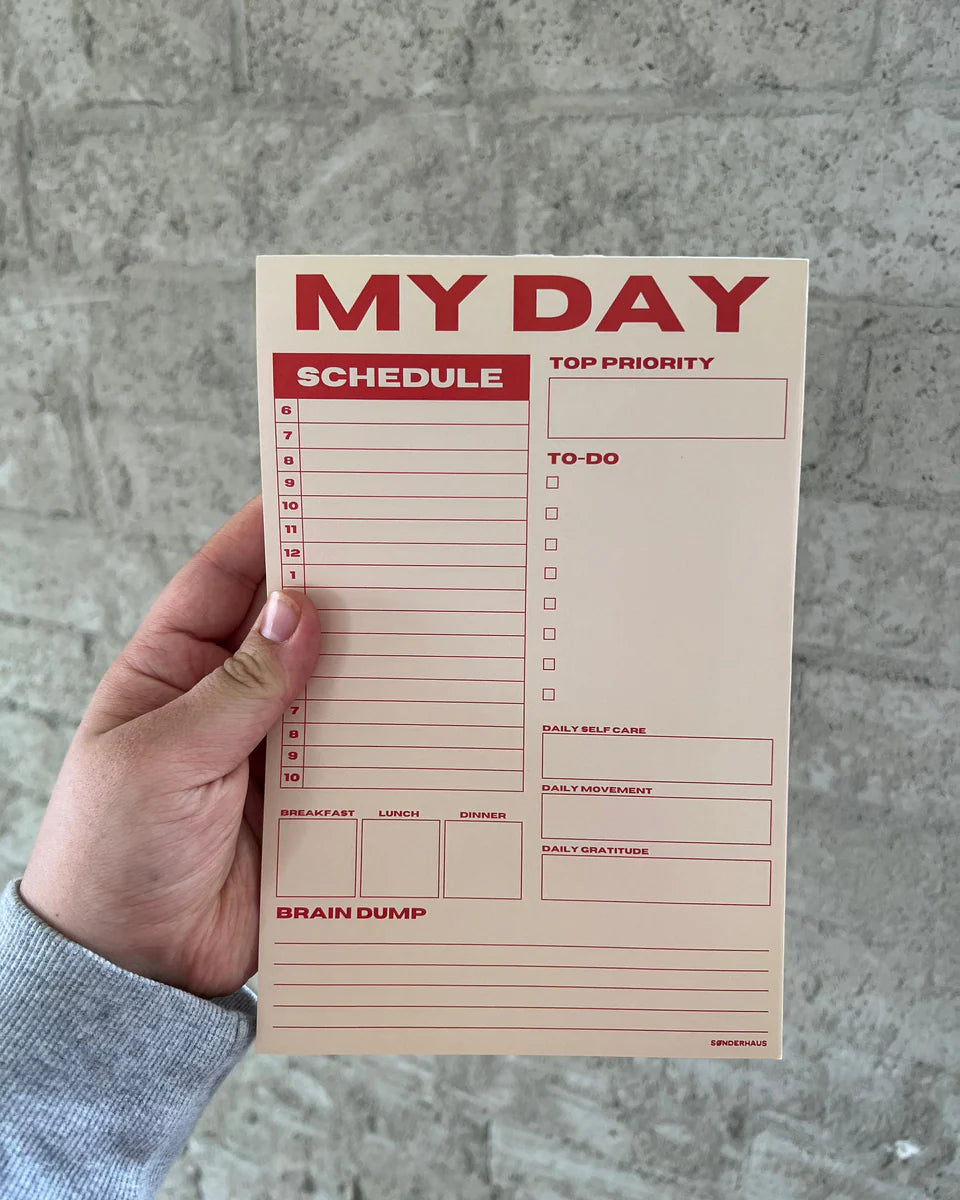 Daily Planner Pad - Yellow/Red by Sonderhaus