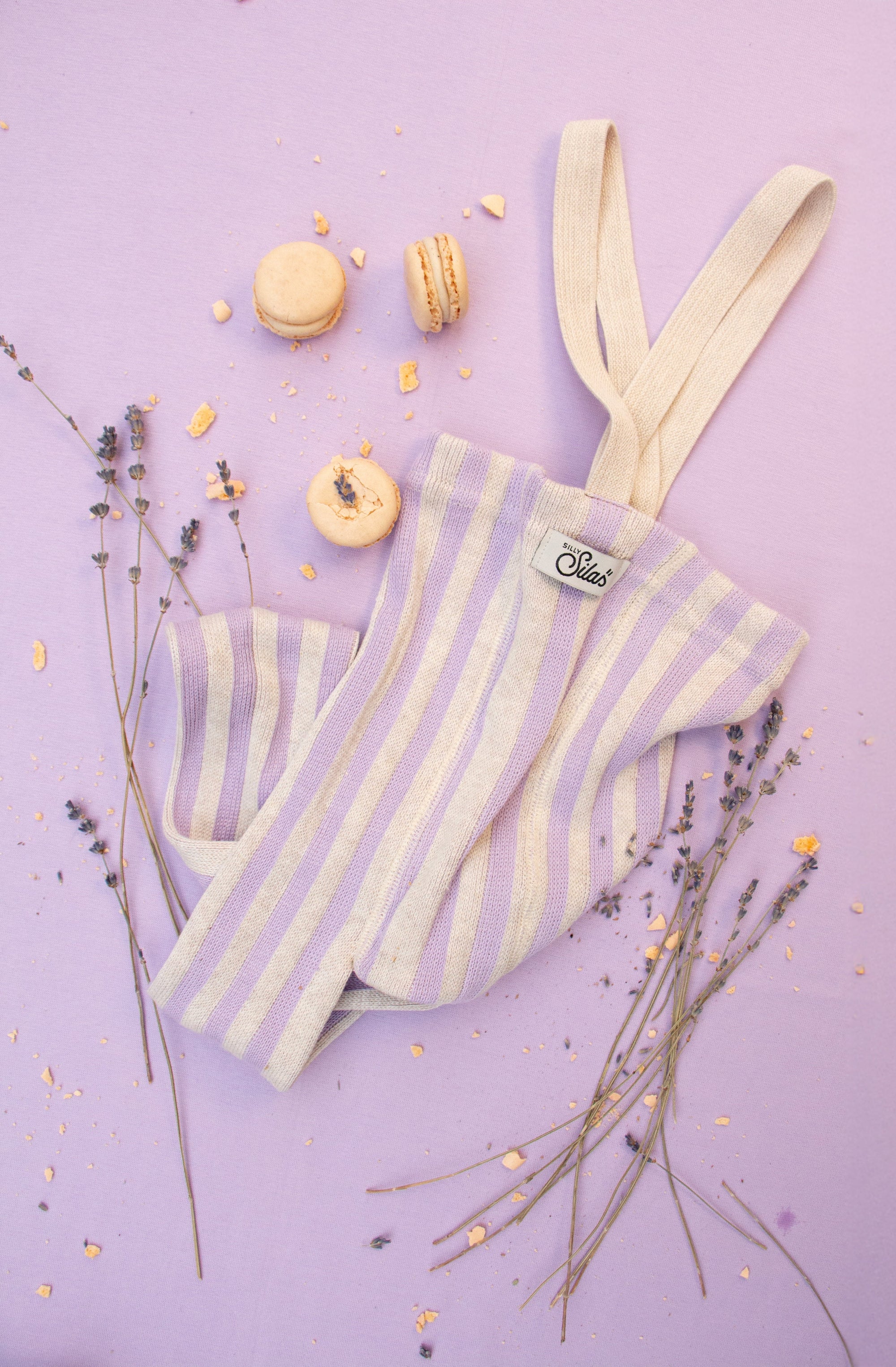 Lavender x Cream Stripe Footless Tights