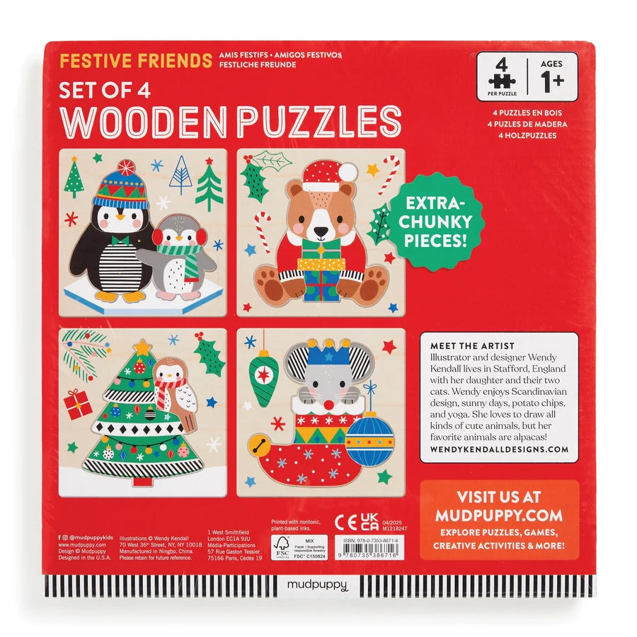 Festive Friends Set of 4 Wood Puzzles