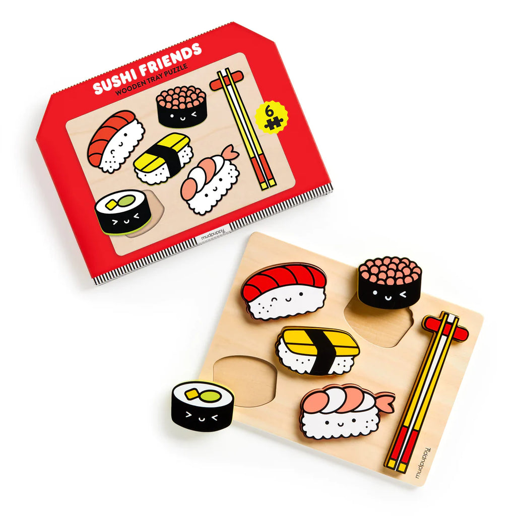 Sushi Friends Wooden Tray Puzzle by Mochi Kids for Mudpuppy