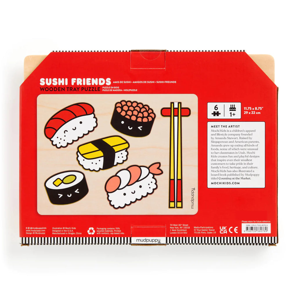 Sushi Friends Wooden Tray Puzzle by Mochi Kids for Mudpuppy