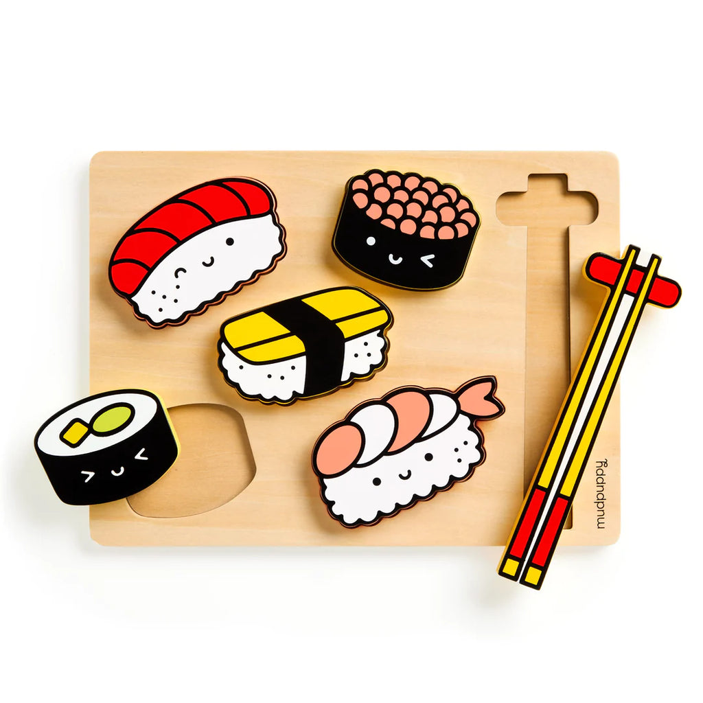 Sushi Friends Wooden Tray Puzzle by Mochi Kids for Mudpuppy