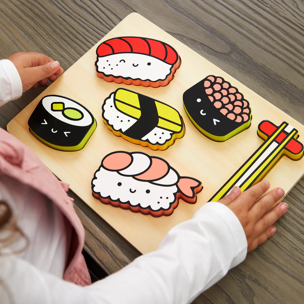 Sushi Friends Wooden Tray Puzzle by Mochi Kids for Mudpuppy