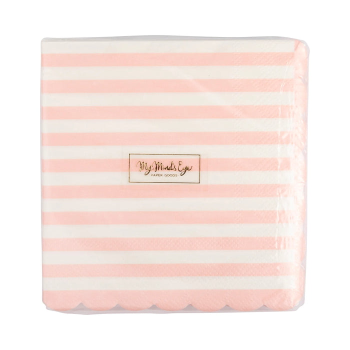 Scalloped Pink Stripe Cocktail Napkins by My Mind's Eye