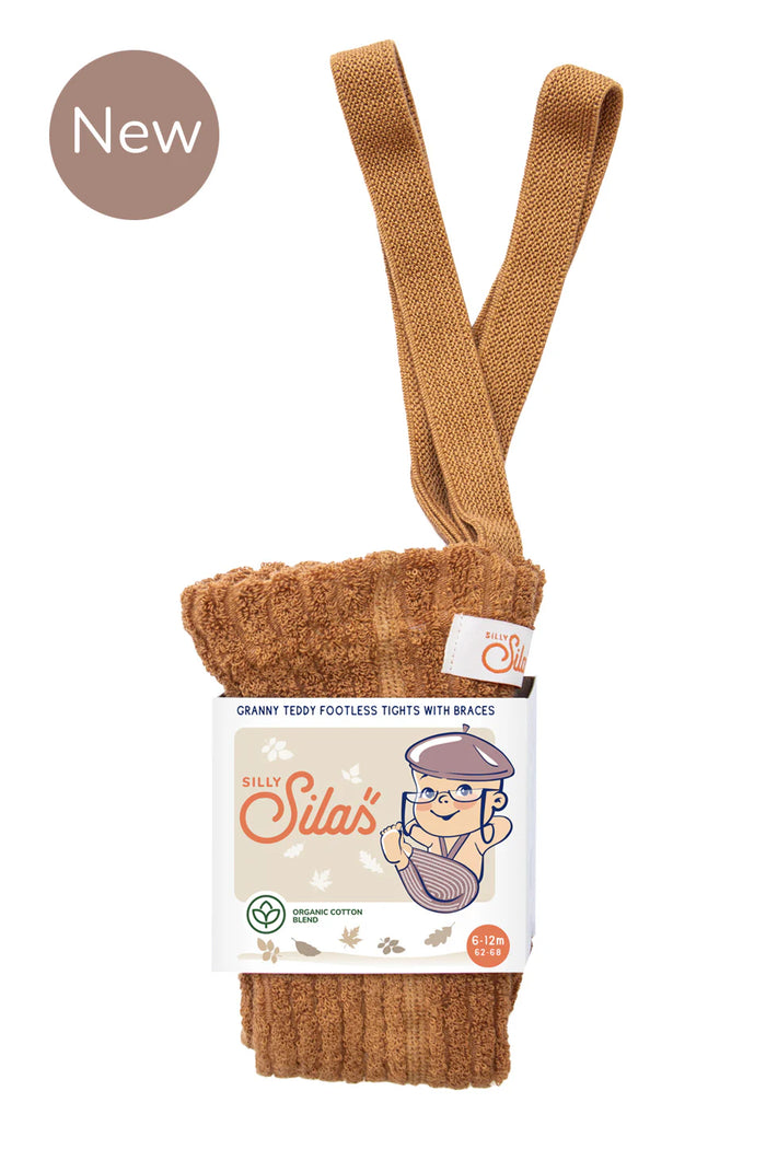 Granny Teddy Footless Tights Amber by Silly Silas