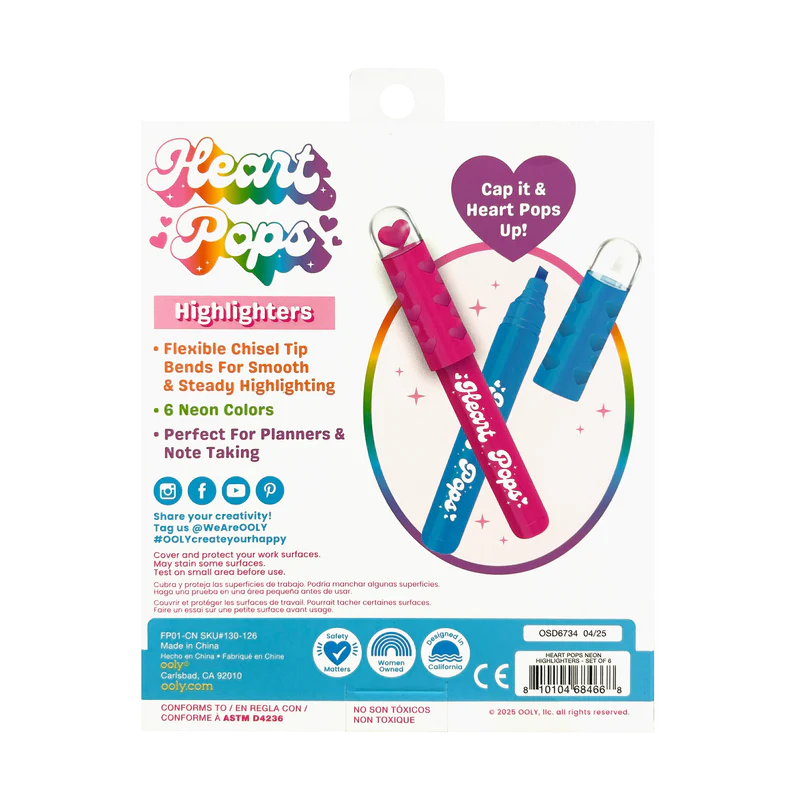 Heart Pops: Neon Highlighters By Ooly
