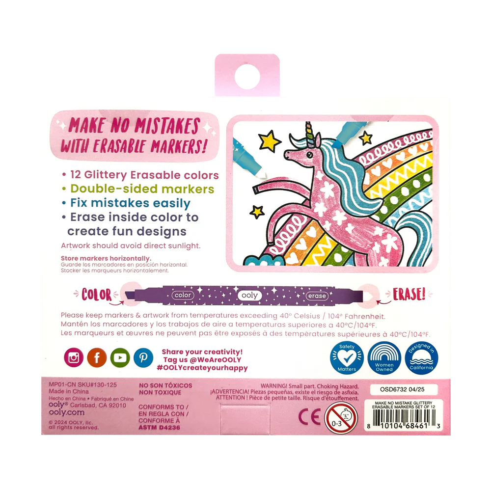 Make No Mistake! Sparkle Glittery Erasable Markers By Ooly