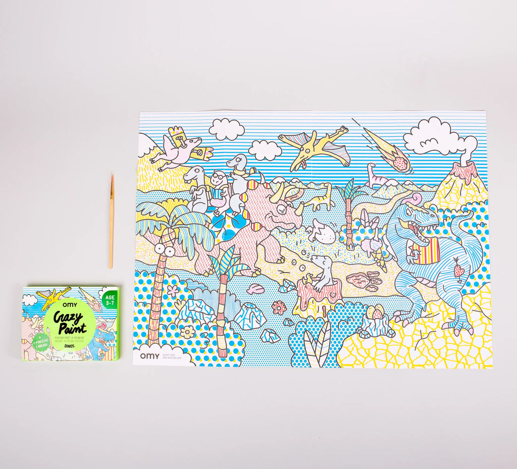 Crazy Paint Pocket Poster- Dinos by OMY
